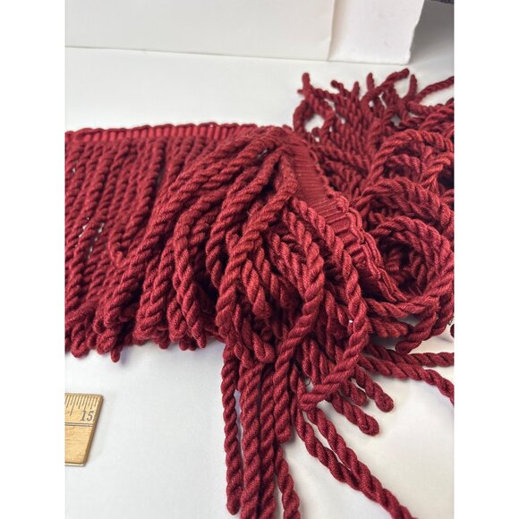 Deep Red Twisted Fringe Trim 1 yard + 15" x 8" wide Craft Decor Fabric Vtg - Picture 5 of 12